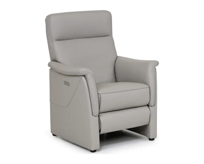 Lichtgrijze leren relaxfauteuil